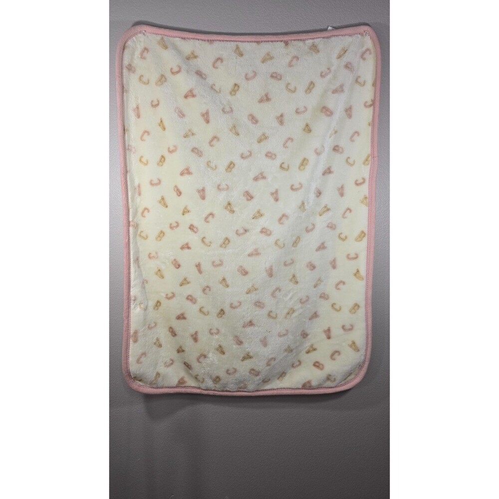 Bearpaw 2025 Alphabet ABC Baby Blanket Soft Comfy Cream with pink trim C1